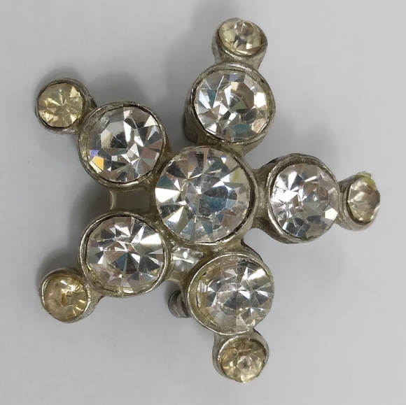 Rhinestone Scatter Pin Star Silver Tone Vintage 1950's MCM - Picture 2 of 6
